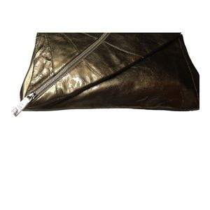 Kooba Mandy Patent Leather Pewter/Silver Clutch Handbag